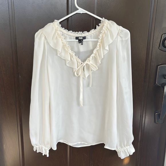 PAIGE Cream Ruffle Blouse - Picture 2 of 9